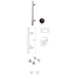 Wala  Pochwyt jednostronny Q45RX/Q10 aluminiowy, 40x20 mm, 600/800 mm + Mocowanie pochwytu za pomocą blaszki do profili ALU BRĄZOWY 8017