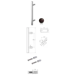 Wala  Pochwyt jednostronny Q45RX/Q10 aluminiowy, 40x20 mm, 380/580 mm + Mocowanie jednostronne MUFA do drewna BRĄZOWY 8017