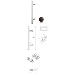 Wala  Pochwyt jednostronny Q45RX/Q10 aluminiowy, 40x20 mm, 600/800 mm + Mocowanie pochwytu za pomocą blaszki do profili PCV BRĄZOWY 8017