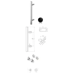 Wala  Pochwyt jednostronny Q45RX/Q10 aluminiowy, 40x20 mm, 600/800 mm + Mocowanie pochwytu za pomocą blaszki do profili ALU CZARNY 9005