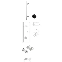 Wala  Pochwyt jednostronny Q45RX/Q10 aluminiowy, 40x20 mm, 600/800 mm + Mocowanie pochwytu za pomocą blaszki do profili PCV CZARNY 9005
