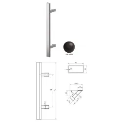 Wala  Pochwyt obustronny Q45RX/Q10 aluminiowy lakier, 40x20 mm, 1000/1200 mm BRĄZOWY 8019