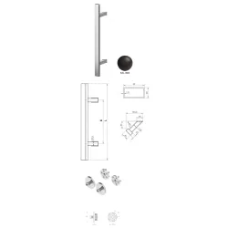 Wala  Pochwyt jednostronny Q45RX/Q10 aluminiowy, 40x20 mm, 600/800 mm + Mocowanie pochwytu za pomocą blaszki do profili ALU BRĄZOWY 8019