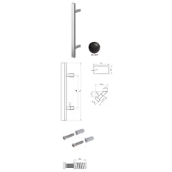 Wala  Pochwyt jednostronny Q45RX/Q10 aluminiowy, 40x20 mm, 380/580 mm + Mocowanie jednostronne MUFA do drewna BRĄZOWY 8019