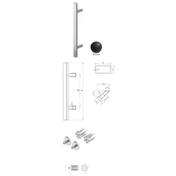 Wala  Pochwyt jednostronny Q45RX/Q10 aluminiowy, 40x20 mm, 600/800 mm + Mocowanie pochwytu za pomocą blaszki do profili PCV BRĄZOWY 8019