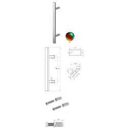 Wala  Pochwyt jednostronny Q45RX/Q10 aluminiowy, 40x20 mm, 380/580 mm + Mocowanie jednostronne MUFA do drewna Kolory niestandardowe
