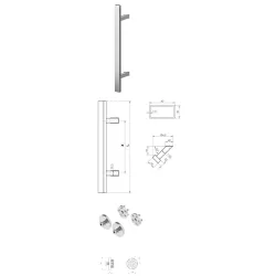 Wala  Pochwyt jednostronny Q45RX/Q10 gat. 304, 40x20 mm, 600/800 mm + Mocowanie pochwytu za pomocą blaszki do profili ALU stal nierdzewna szlifowana
