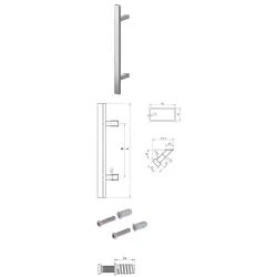 Wala  Pochwyt jednostronny Q45RX/Q10 gat. 304, 40x20 mm, 1000/1200 mm + Mocowanie jednostronne MUFA do drewna stal nierdzewna szlifowana