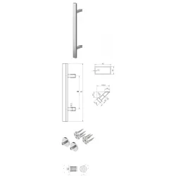 Wala  Pochwyt jednostronny Q45RX/Q10 gat. 304, 40x20 mm, 600/800 mm + Mocowanie pochwytu za pomocą blaszki do profili PCV stal nierdzewna szlifowana