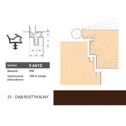 Deventer Uszczelka do drzwi wewnętrznych S6612 - 100 m Dąb rustykalny