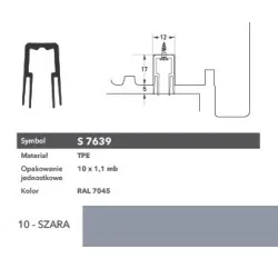 Deventer Uszczelka do doszczelnienia progowego S7639 1,1 m Szary