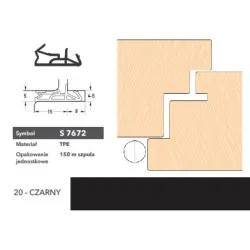 Deventer Uszczelka do drzwi zewnętrznych S7672 – 150 m Czarny