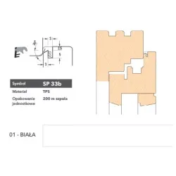 Deventer Uszczelka okienna krawędziowa SP33b - 200m Biały
