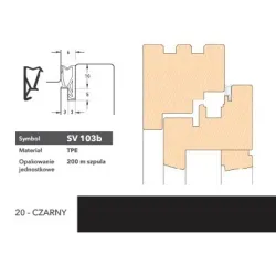 Deventer Uszczelka okienna krawędziowa SV103b - 200 m Czarny