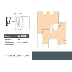 Deventer Uszczelka okienna krawędziowa SV103b - 200 m Szary grafitowy