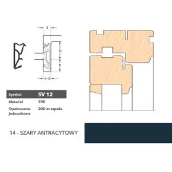 Deventer Uszczelka okienna przylgniowa SV12 – 200 m Szary antracytowy