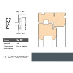 Deventer Uszczelka okienna przylgniowa SV12 – 200 m Szary grafitowy