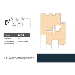 Deventer Uszczelka okienna krawędziowa SV33 - 200 m Szary antracytowy