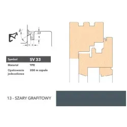 Deventer Uszczelka okienna krawędziowa SV33 - 200 m Szary grafitowy