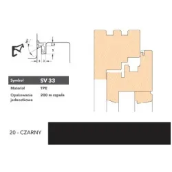 Deventer Uszczelka okienna krawędziowa SV33 - 200 m Czarny