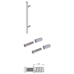Wala Pochwyt jednostronny P45/P10 gat. 304, fi 30 mm, 1000/1200 mm + Mocowanie jednostronne MUFA do drewna Stal nierdzewna szlifowana