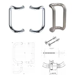 Wala  Pochwyt obustronny M2 aluminiowy fi 30 mm, x = 300 mm Stal nierdzewna szlifowana