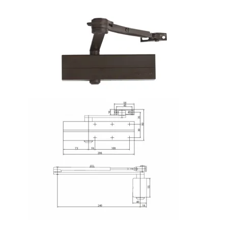Assa Abloy Samozamykacz drzwiowy DC140 z ramieniem z funkcją STOP Brązowy