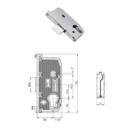 FUHR Zamek dodatkowy zasuwnicy dormas 55 mm 