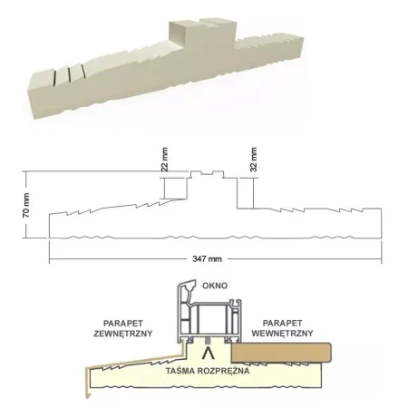 PENOSIL Ciepły parapet XPS Aluplast Ideal 8000/7000 1,25 m 