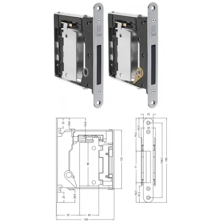 Bonaiti Zamek magnetyczny B-NO-HA Mini 938 Chrom satyna