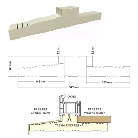 PENOSIL Ciepły parapet XPS Decco 71 1,25 m 