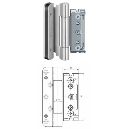 simonswerk Zawias do drzwi BAKA Protect 4010 3D FD MSTS (4-ty zawias) Ocynk srebrny