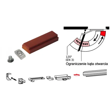 DormaKaba Ogranicznik otwarcia TS90 impulse do szyny 