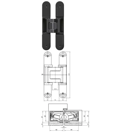 simonswerk TECTUS TE 540 3D A8 Czarny RAL9005
