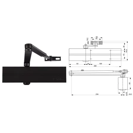 Assa Abloy Samozamykacz drzwiowy DC300 z ramieniem standardowym Czarny