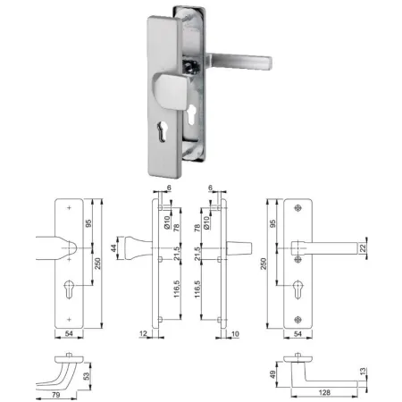 HOPPE Komplet bezpieczny gałko-klamki Austin F31-1 aluminium kolor stali nierdzewnej mat