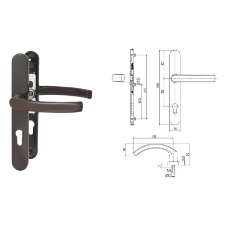 FKS Klamka drzwiowa 35A/2200 na szyldzie PZ92 mm Brązowy
