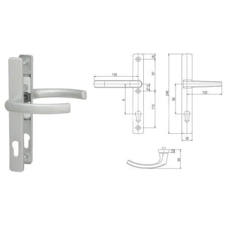 FKS Klamka drzwiowa 32/2200 na szyldzie PZ Srebrny