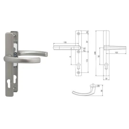 FKS Klamka drzwiowa 32/2200 na szyldzie PZ Stal