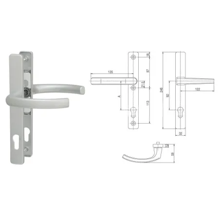 FKS Klamka drzwiowa 32/2200 na szyldzie PZ Biel/stal