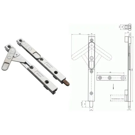 Siegenia Aubi  Rygiel nr 8032 KFV 19x200 mm  Ocynk srebrny