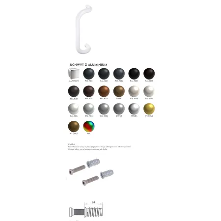 Wala  Pochwyt jednostronny M2 aluminiowy fi 30 mm, x = 300 mm + Mocowanie jednostronne MUFA do drewna   BIAŁY 9016