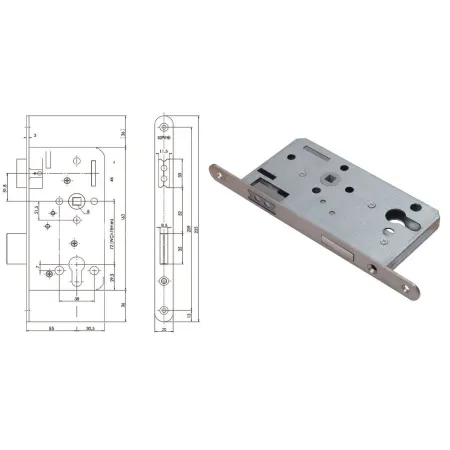 Siegenia Aubi  Zamek magnetyczny do drzwi wewnętrznych 116 PZ 20/55/72  Stal szlachetna