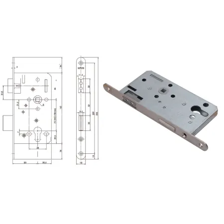 Siegenia Aubi  Zamek magnetyczny do drzwi wewnętrznych 116 PZ 18/55/72 Stal szlachetna