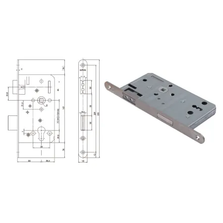Siegenia Aubi  Zamek magnetyczny do drzwi wewnętrznych 116 BB 18/55/72 Stal szlachetna