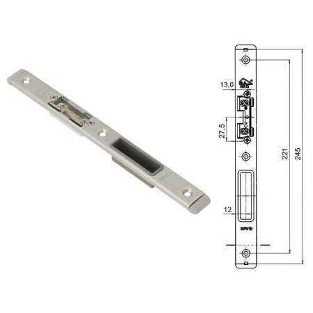 Siegenia Aubi  Zaczep zamka głównego prawy U24Ex6 mm Stal szlachetna