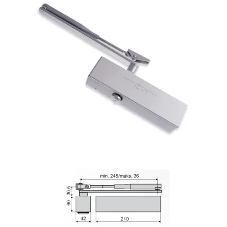 DormaKaba Samozamykacz DORMA GROOM 200 z ramieniem Srebrny