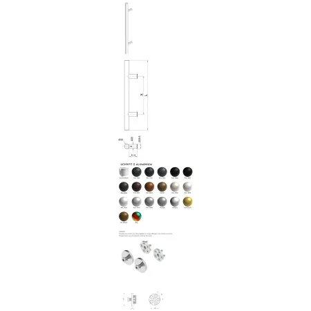 Wala  Pochwyt jednostronny P45/P10 aluminiowy, fi 30 mm, 1000/1200 mm + Mocowanie pochwytu za pomocą blaszki do profili ALU CZARNY 9005