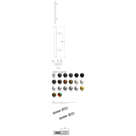 Wala  Pochwyt jednostronny P45/P10 aluminiowy, fi 30 mm, 1000/1200 mm + Mocowanie jednostronne MUFA do drewna Kolory niestandardowe