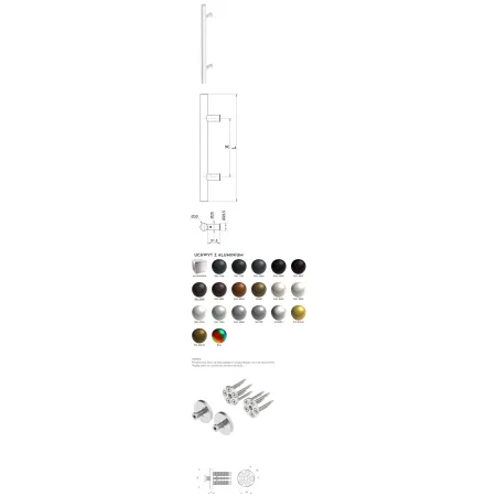 Wala  Pochwyt jednostronny P45/P10 aluminiowy, fi 30 mm, 1300/1800 mm + Mocowanie pochwytu za pomocą blaszki do profili PCV CZARNY 9005